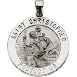 14K White Gold Hollow St. Christopher Medal - 25.50mm