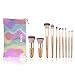 10 Pcs Makeup Brush Set Professional Bamboo Handle Make up Brush Foundation Powder Eyebrow Eyeshadow Eyebrow Concealer Lip Brushes Kits Cosmetic Tools With Colorful Artificial Leather Bag