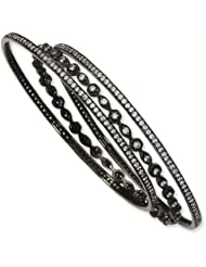 Black-plated Sterling Silver CZ Cubic Zirconia Three Bangle Set - Antique Boutique - Vintage Style - Jewelry