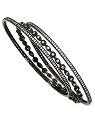 Black-plated Sterling Silver CZ Cubic Zirconia Three Bangle Set