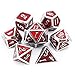 Haxtec 7PCS Red Metal Dice Set DND Dice D20 D12 D10 D8 D6 D4 for Dungeons and Dragons D&D RPG Table Games-Glossy Enamel Dice Dark Red