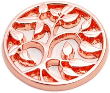 Family Tree Nature Floating Charm Window Plate 22mm Fit Large Memory Locket Rose Gold Tone