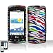 Rubberized Blue Green Pink Purple Silver Colorful Zebra Snap on Design Case Hard Case Skin Cover Faceplate for Lg Ally Vs740 + Screen Protector Film + Free Cell Phone Bag