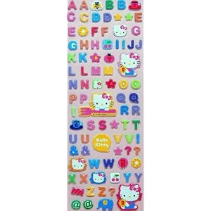 Cute Japanese Hello Kitty Initial - Hot Pink Stickers (PVC)