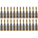 Buy 24k Gold Connector Banana Plugs, Open Screw Type 24 Pack (12 Red, 12 Black)