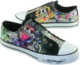 Ed Hardy Kids Boys Girls Skull Rose Black Lowrise Sneakers.