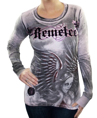 REMETEE Angelic Long Sleeve Vintage Thermal Womens Shirt Pink Size M