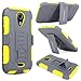 Cellularvilla Kickstand Case For BLU Studio 5.0 D530 Yellow Grey 3pc 3rd Gen Hard Soft Hybrid Kickstand Case with Holster Belt Clip Case Cover