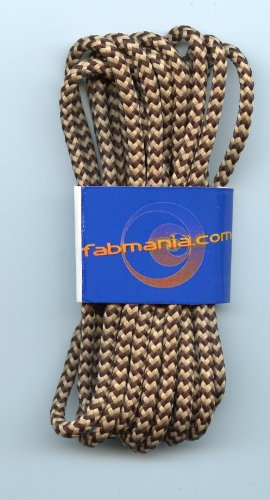 Hiking boot laces Brown with oatmeal 5mm diameter (180cm length)