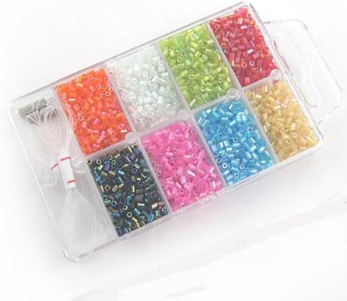 1 Box Mix Loose Tube Glass Mini Seed Bead /Beading Cord/Clasp 8 Colors In bulk