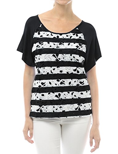 L'Ouest Women's Stripped Hi-Low Dolman Shortsleeve Top with Keyhole Designed Back
L'Ouest Women's Stripped Hi-Low Dolman Shortsleeve Top with Keyhole Designed Back