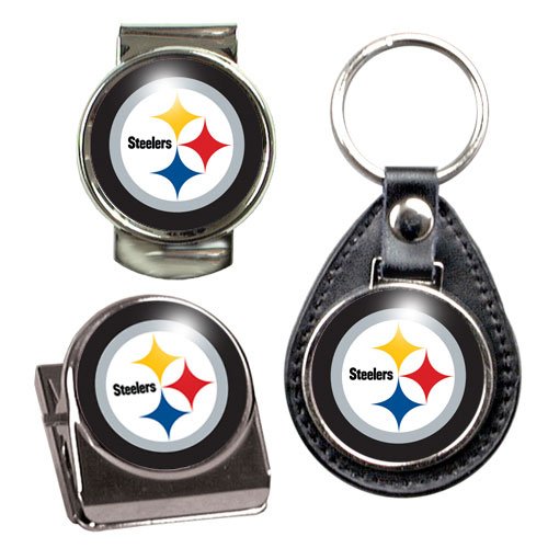 Pittsburgh Steelers NFL 3 Piece Stocking Stuffer Set - Key Chain, Money Clip & Magnet Clip