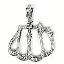 STERLING SILVER MEN'S PENDANT W/CZ 58mm - Allah