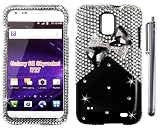 The Friendly Swede (TM) 3D Diamond Rhinestone Bling Case for Samsung Galaxy S2/SII Skyrocket (SGH-i727) + Matching Stylus + Tool in Retail Packaging (NOT Compatible with Any Other Galaxy SII Model) (Black and Silver Bow Tie)