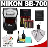 Nikon SB-700 AF Speedlight Flash with (8) Batteries & Charger + Accessory K ....