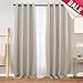 Beige Curtains 84 Linen Textured Room Darkening Curtains for Living Room Ivory Linen Curtains for Bedroom 84 inches Long Light Reducing Window Treatment Set, Grommet Top, 2 Panels