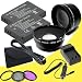 TWO LP-E10 Lithium Ion Replacement Batteries w/Charger + Mini HDMI Cable + 3 Piece Filter Kit + Wide Angle/Telphoto Lenses for Canon EOS Rebel T3 Digital SLR Camera DavisMAX Bundle