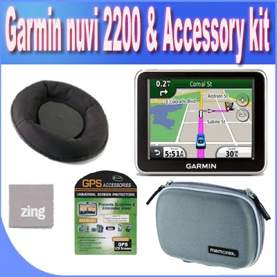 enlarge Garmin nüvi 2200 3.5-Inch Portable GPS Navigator + Friction Dash Pad Mount + Zing Micro Fiber Cleaning Cloth + GPS Screen Protectors + Shock Proof Deluxe GPS Case!