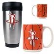 Houston Rockets Stainless Steel Travel Tumbler & Gameball Ceramic Mug Set - Primary Logo NBA Basketball
