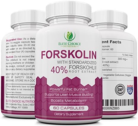 40% FORSKOLIN MAXIMUM STRENGTH 300mg per Capsule for BEST RESULTS Highest Grade Pure Premium Quality Forskohlii Root Extract Fat Burner Metabolism Booster &amp; Carb Blocker Weight Loss Supplement Pills
