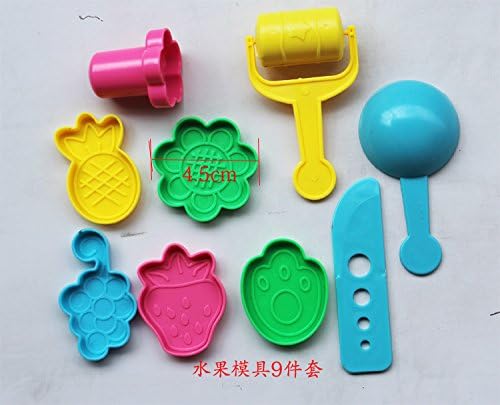 creative play dough clay color fruit mold 3D plasticine model toy, 9 pack