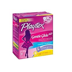 Playtex Gentle Glide Tampons, Unscented, Slender Multi-Pack - 36 count