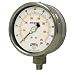 Winters PFP Series Premium Stainless Steel 304 Dual Scale Liquid Filled Pressure Gauge with Brass Internals, 30" Hg Vacuum-0-15 psi/kpa, 4" Dial Display, +/-1% Accuracy, 1/4" NPT Bottom Mount