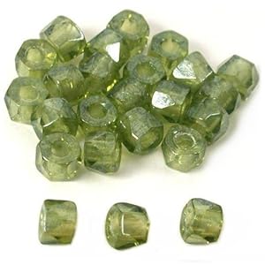 24 Glass Pony Beads Green Beading Necklace Bracelet