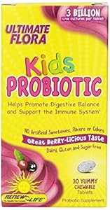 Renew Life Ultimate Flora Kids Probiotic Capsules, 90 Chewable Tablets