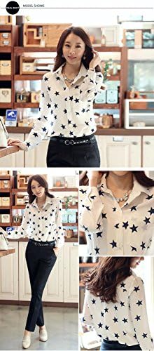 Esfeel Women's Spicy Girl Solid Loose Chiffon Shirt Blouse white X-large