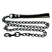 Platinum Series 4mm Stainless Steel Dog Leash Midnight Black W/Blk Leather Handle