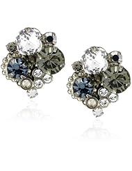 Sorrelli "Pewter" Crystal Cluster Clip Silver-Tone Earrings