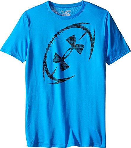Under Armour Kids Boy's Football Logo Short Sleeve Tee (Big Kids) Electric Blue/Black T-Shirt MD (10-12 Big Kids)