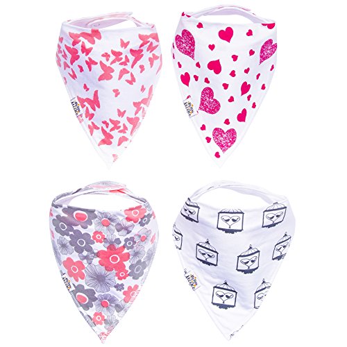 My Mini McGee Baby Bandana Bibs with Snaps, 4 Pack, Baby bibs for Girls, Infants and Toddlers, Lovebird Collection, Baby Gift