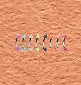A0002/ 5 Stck. Piercing Augenbrauenpiercing U.V. Banane mit Spitzen bunt 1,2 x 8 mm - 316L Chirurgenstahl