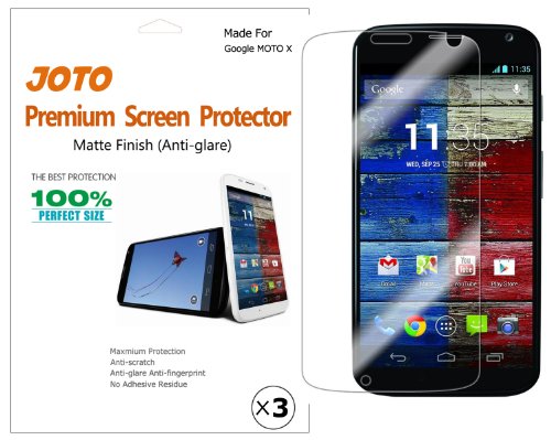 JOTO Premium Screen Protector Film Anti Glare, Anti Fingerprint (Matte Finish) for Google Motorola Moto X Smartphone with Lifetime Replacement Warranty (3 Pack)