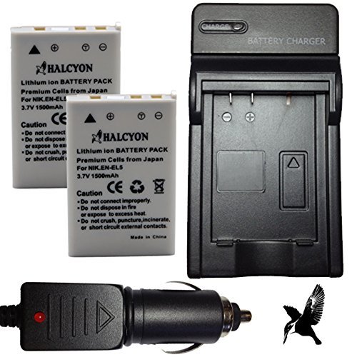 2x Halcyon Replacement Batteries w/ Charger Kit for Nikon EN-EL5 and Nikon Coolpix P510, P520, P530, P100, P3, P4, P5000, P6000, P80, P90, S10, 3700, 4200, 5200, 5900, 7900 Digital Cameras