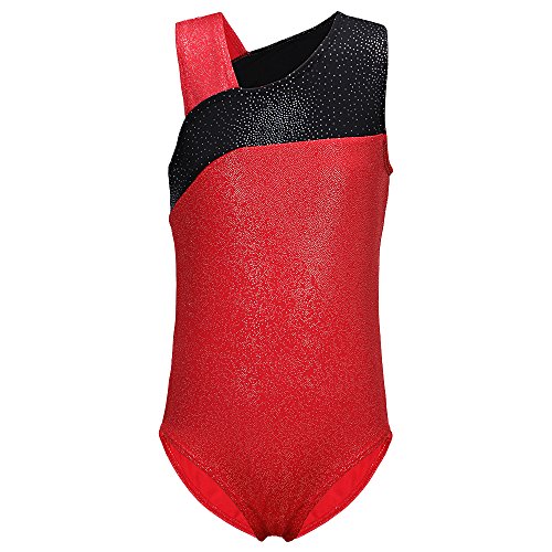 One-piece Color Blocking Shoulder Strap Dancing Athletic Leotard for Little Girl