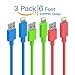 Cambond iPhone Cord, 3 Pack 8 Pin Apple Certified Lightning to USB Cable Durable Stepped Updated Cord Fast Charger / Rapid Charging Cable 6ft (Blue + Peach + Green)