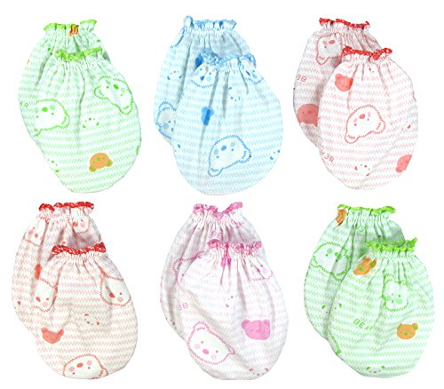 Lucky Lucky 6 Pairs Mix color Scratch Mittens Gloves Cotton Baby Newborn