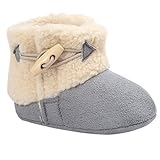 Happy Cherry ベビーシューズ ブーツ ファッストシューズ シューズ 新生児 ブーツ ルームシューズ あったか 出産祝い 誕生日 プレゼント グレー 12cm