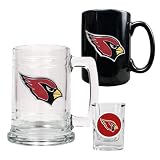 Arizona Cardinals NFL 15oz Tankard, 15oz Ceramic Mug & 2oz Shot Glass Set - Primary Logo