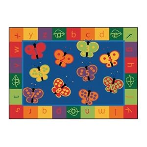 123 ABC Butterfly Fun Rectangle Rug 7'8'' x 10'10'' by 