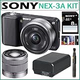 Sony Alpha NEX-3 Black 14.2MP HD Digital Camera in Black with Sony SEL1855  ....