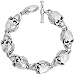 Sporting Goods : 7 1/2" Sterling Silver Skull Bracelet w/ 23 X 14mm Skulls,