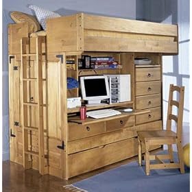 Rustica Full over twin All in one Bunk Bed & Chair, 73.25x78x56.7, RUSTIC PINE by Home Decorators Collection