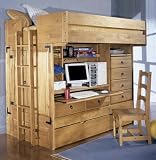 loft bed furniture Rustica Full over twin All in one Bunk Bed & Chair, 73.25x78x56.7, RUSTIC PINE