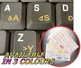 HUNGARIAN KEYBOARD STICKER WITH YELLOW LETTERING TRANSPARENT BACKGROUND FOR DESKTOP, LAPTOP AND NOTEBOOK