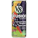 V8 V-Fusion 100% Juice, Concord Grape Raspberry, 8 Ounce, 6 Count (Pack of 4)