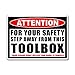 Tool Box Warning Sticker Step Away from My Toolbox Funny Custom Printed Vinyl Decals